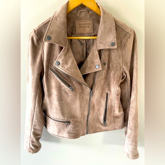 Blank NYC Jackets & Blazers - Blank NYC suede-like moto jacket, taupe, size small